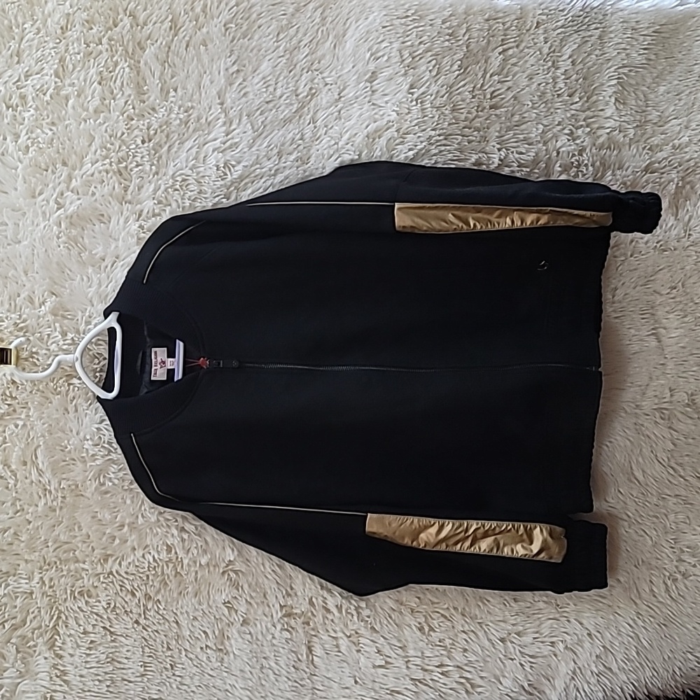 True Religion, Mens, Black and Gold Zip-Up Jacket